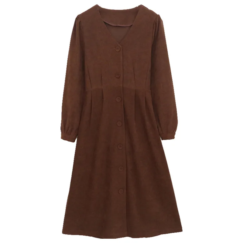 

V-neck Long Sleeve Dress Women 2021 New Spring Summer Solid Minimalist Maxi Dress Fashion Elegant OL Female Dresses French Style