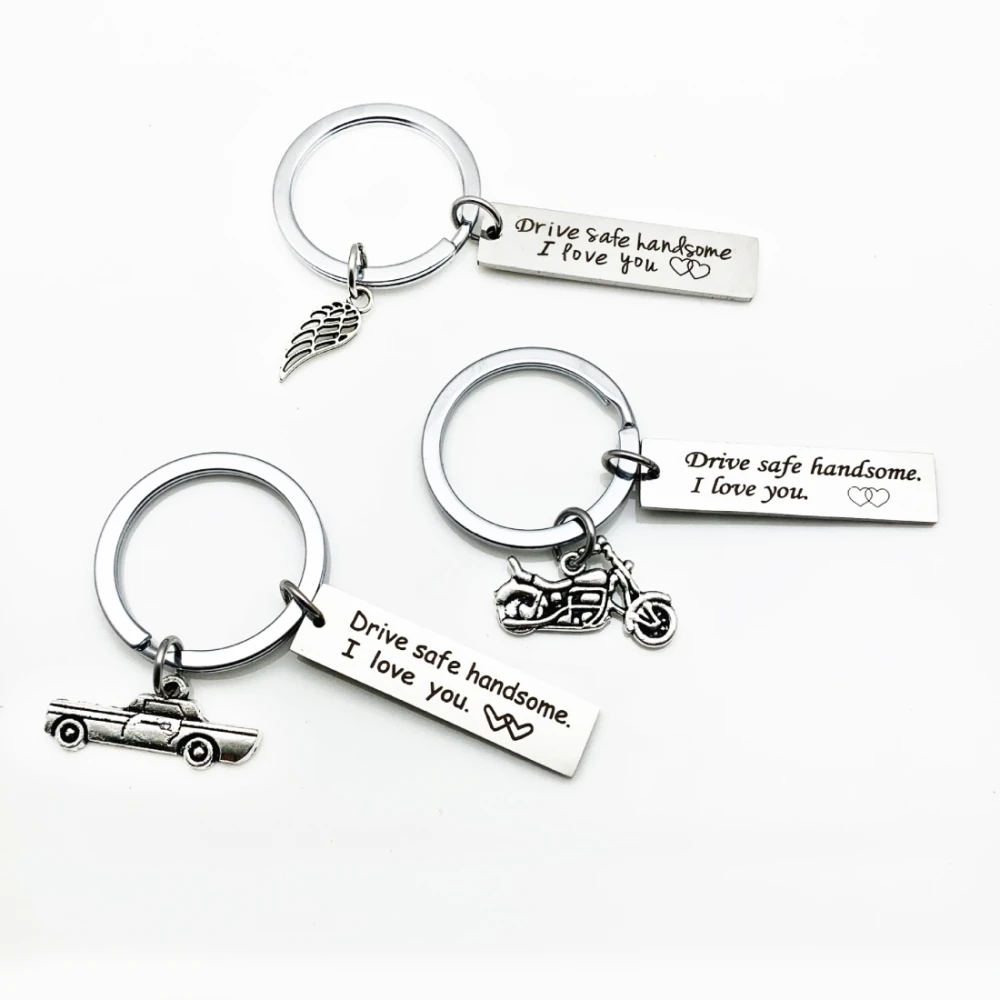 Creative Drive Safe Handsome Words Stainless Steel Keychain Key Rings Car for Gift Girlfriend | Автомобили и мотоциклы
