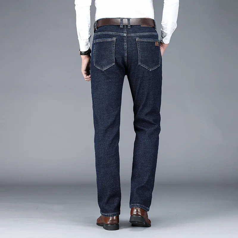 

2020 autumn and winter new men's plus size jeans Business high waist loose straight trousers Plush thick fashion casual pants 42