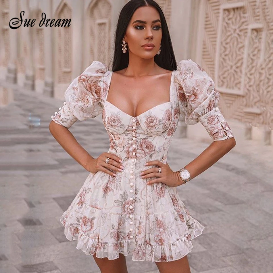 Женское Короткое платье на пуговицах модельное Клубное знаменитости с