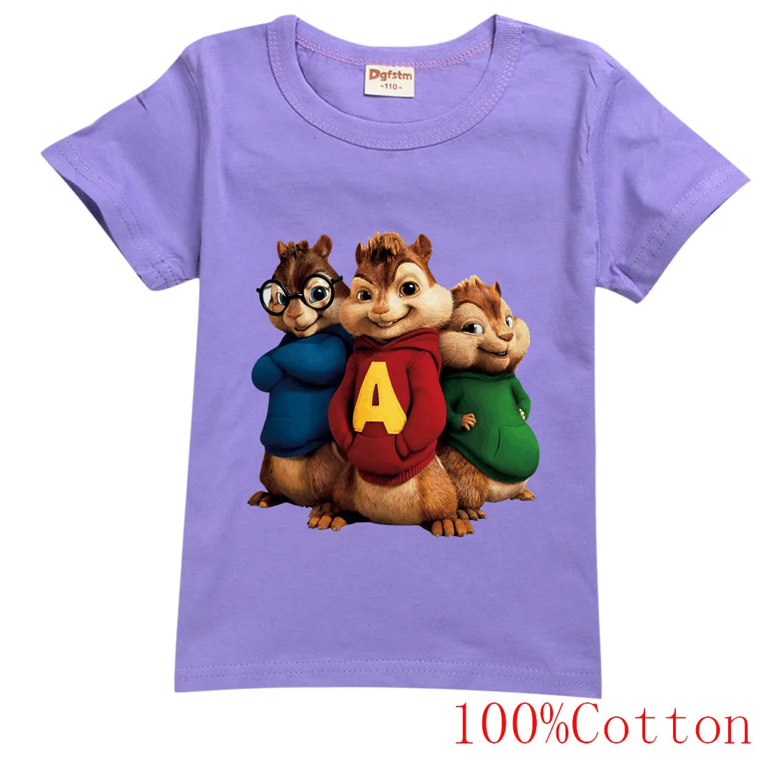 

2021 Summer Children's Short Sleeve Cotton T-shirt Alvin and The Chipmunks Boys Graphic Tee Kids Clothes Boys 8 To 12 Girls Tops