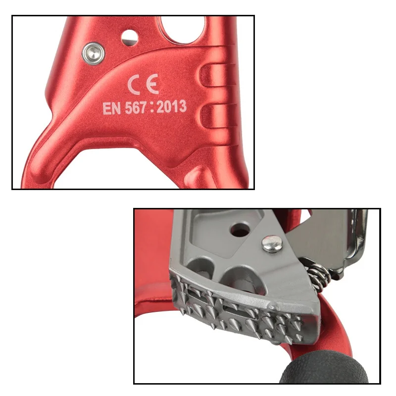 

Rock Climbing Right/ Left Hand Ascender Riser 8-12mm rope clamp grasp Device Mountaineer Handle Ascender Rope Tools