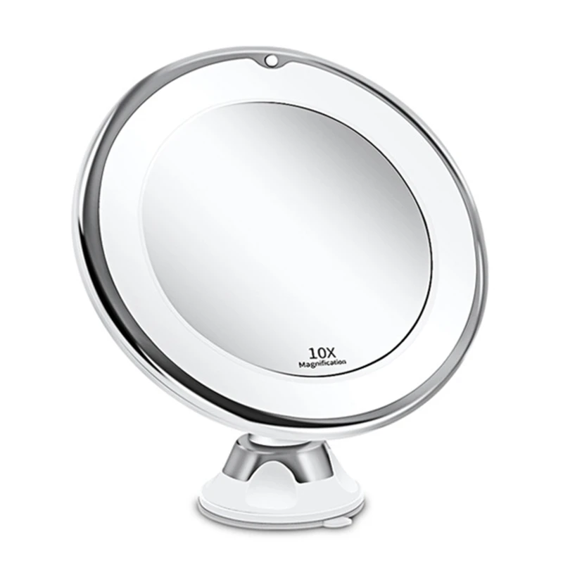 

X7JA 10X Magnifying Makeup Mirror with Light 360 Degree Rotation Powerful Suction Cup Portable LED Cosmetic Tabletop Bathroom