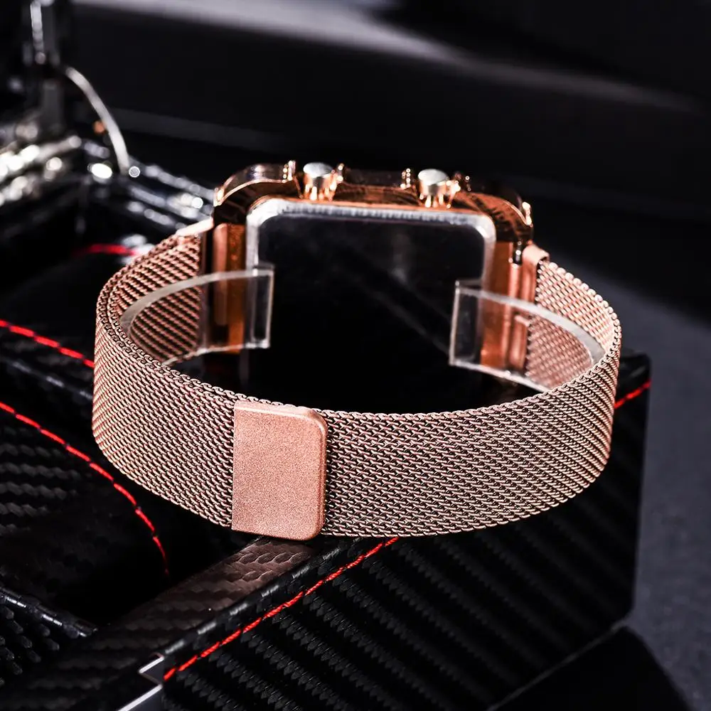 

Fashion Women Electronic Sports Watch LED Watch Lady Wristwatch Alloy Mesh Watch Female Gifts Clock