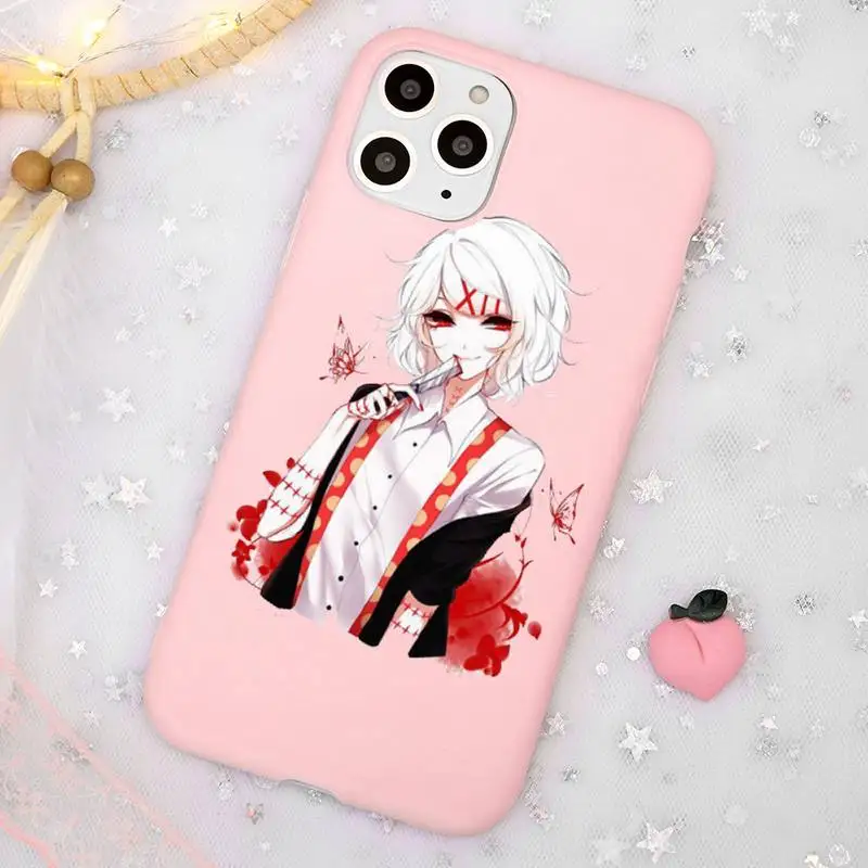 

anime JUUZOU SUZUYA Tokyo Ghouls Phone Case Candy Color Pink for iPhone 11 pro XS MAX 8 7 6 6S Plus X 5S SE 2020 XR