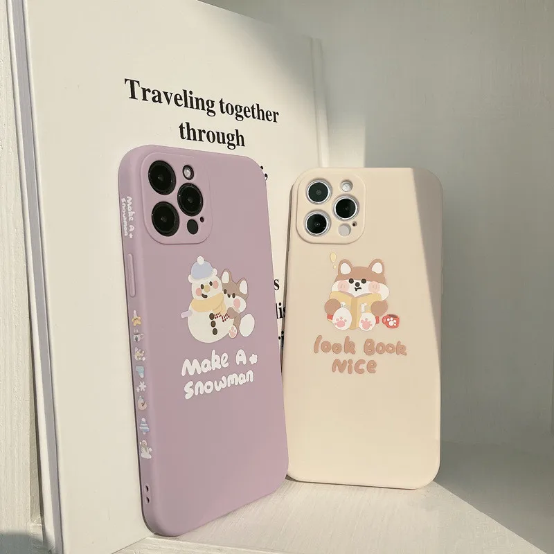 

Cartoon Snowman Gift Silicone Soft Phone Case For iPhone 7 8 Plus 2020 SE X XR XS Max 11 11Pro Max 12 12Pro Max Pro Mini Case