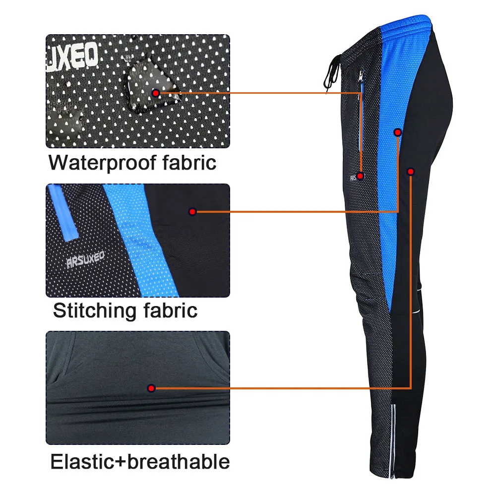 Мужские зимние велосипедные брюки ARSUXEO теплые флисовые уличные спортивные для