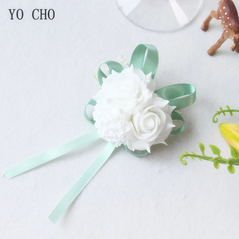 

Dropshipping High Quality Rose Wrist Crosage Brides Bridesmaid Wrist Hand Foam Rose Flower crosage Wedding Decoration