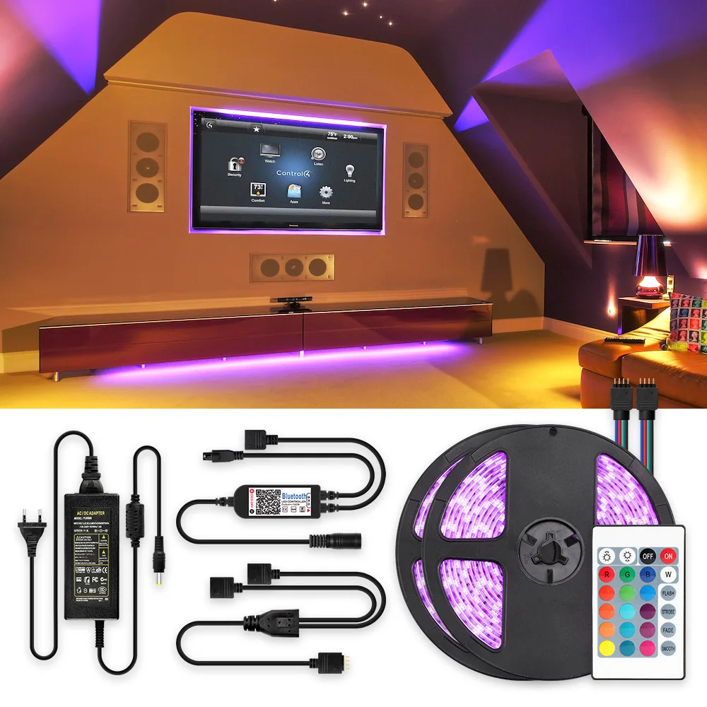 12 В Светодиодная лента RGB 5050 для светодиодное украшение с bluetooth-контроллером и 24Key