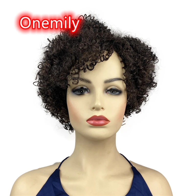 

Onemily Kinky Curly Hair Wigs for Women Girls with Bangs Short Hair Afro Heat Resistant Synthetic Hair Wigs Theme Party Out Fun