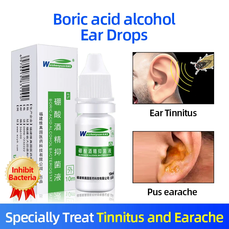 

2PC Boric Acid Alcohol Bacteriostat Acute Otitis Drops Earwax Removal Chinese Herbal Ear Liquid For Tinnitus Care
