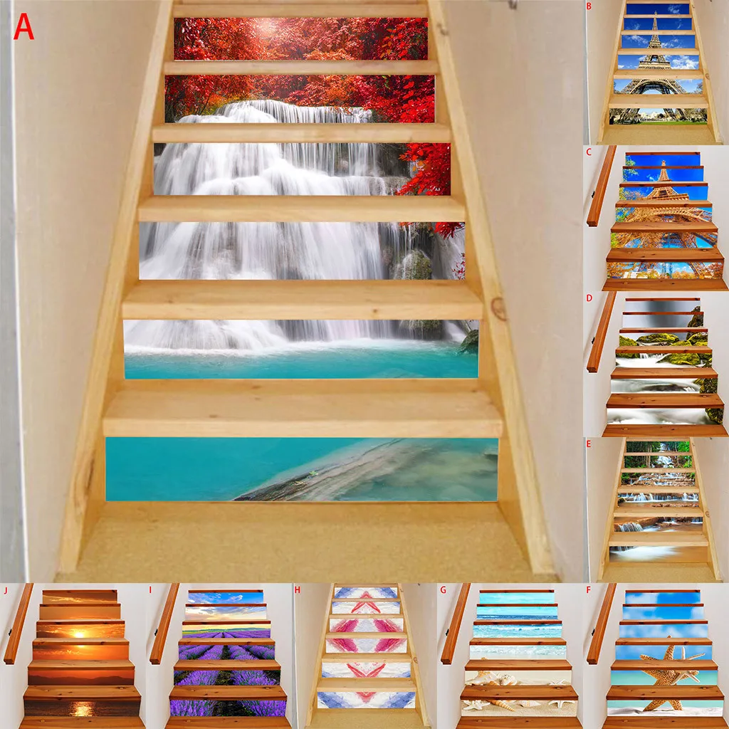 Лучшие продажи 2020 продуктов 3D лестницы Наклейки Изысканный модный пейзаж узор 6