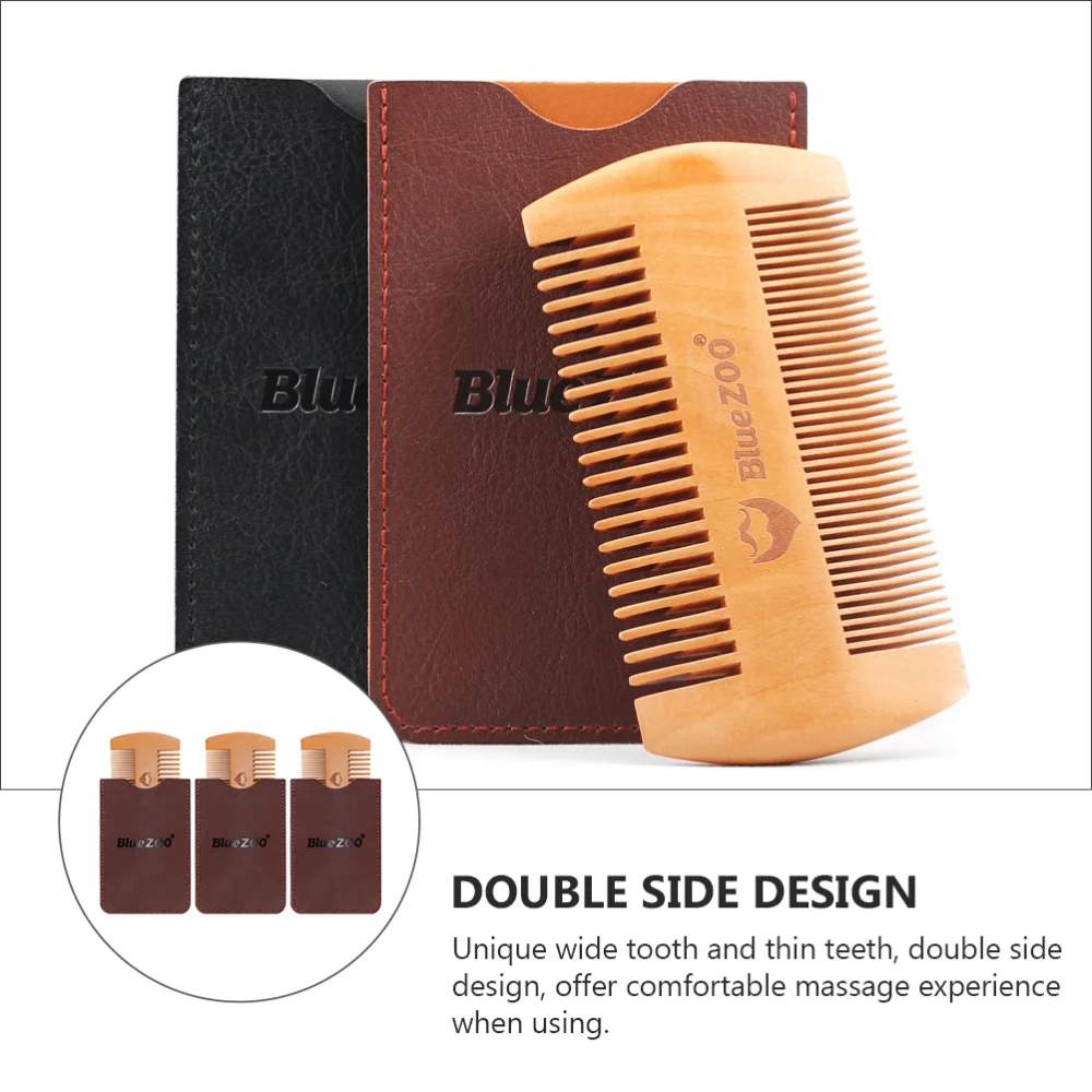 

3Pcs Household Wooden Combs Portable Male Beard Combs Massaging Combs