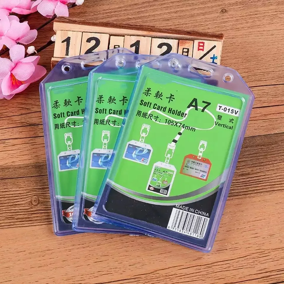 

1pcs Clear Vaccination Records Card Protector with Lanyard for School Office Credentials Stationery Badges Pass ID Name Holder