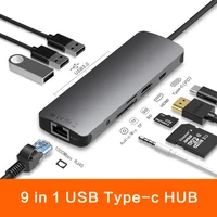 9 in 1 usb c hub to 4k hdmi usb 3 0 pd adapter rj45 audio sdtf for macbook pro usb splitter usb hub 3 0 for type c laptop