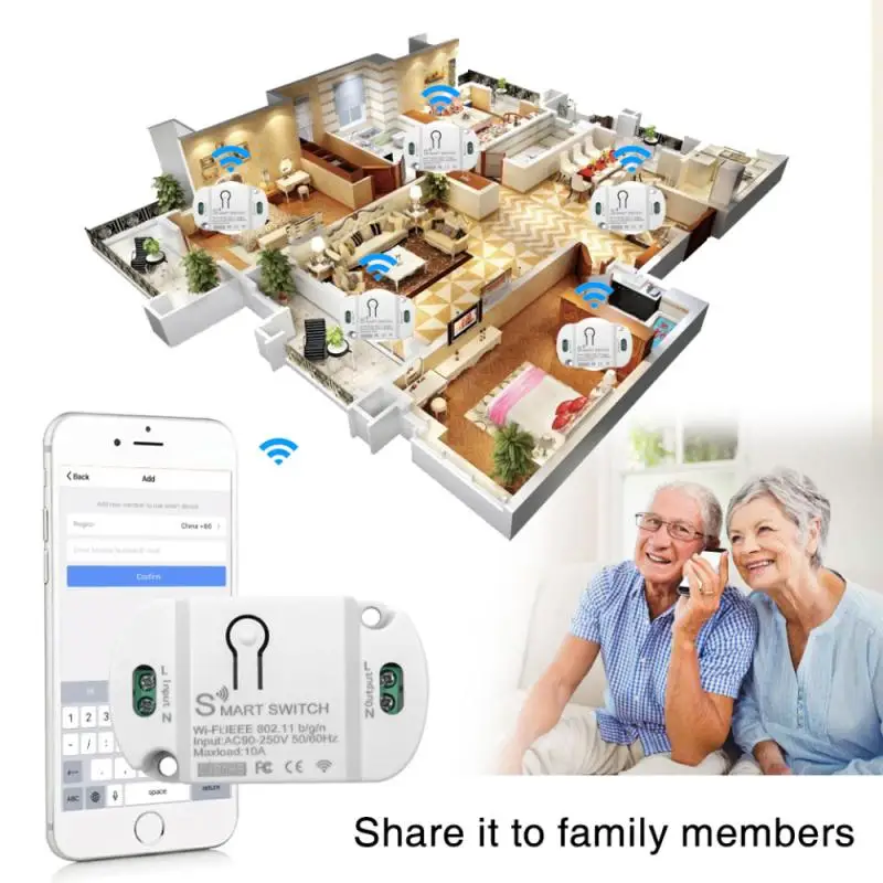 Модуль переключателя tuya smart life с Wi-Fi 10 А совместимый Alexa модуль Google Switch для