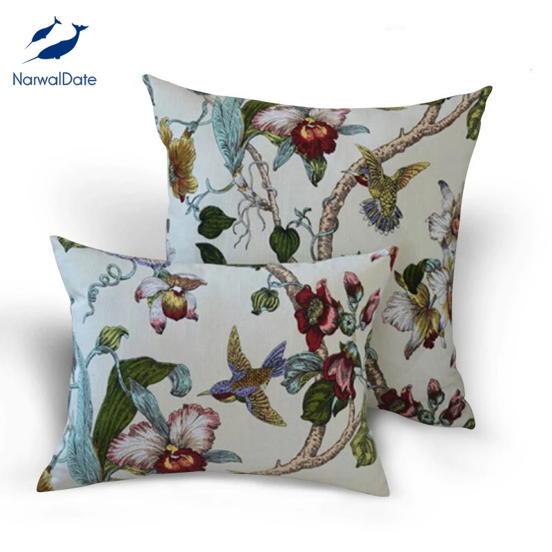 Роскошный чехол для подушки Европейский с изображением ярких птиц и цветов