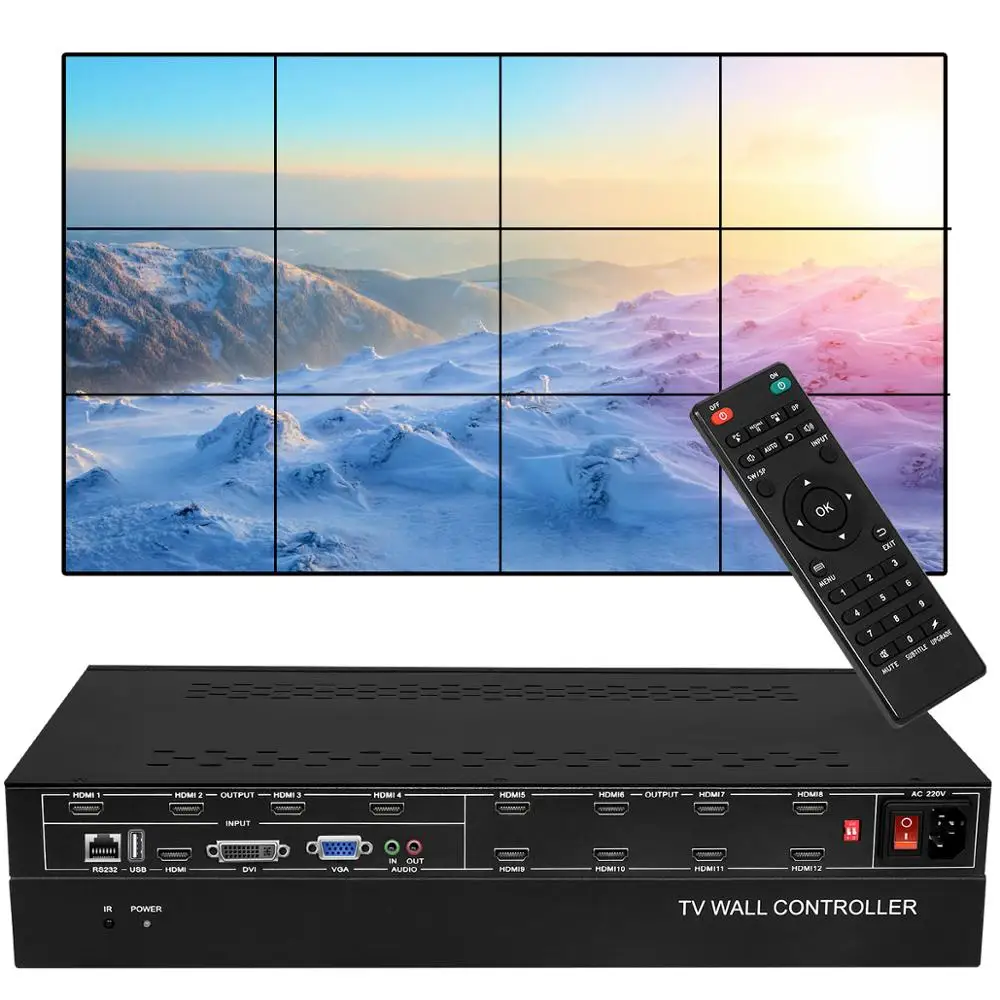 12 каналов HDMI ТВ видео настенный контроллер процессор 3x4 4x3 3x3 с VGA USB DVI вход|Теле- и