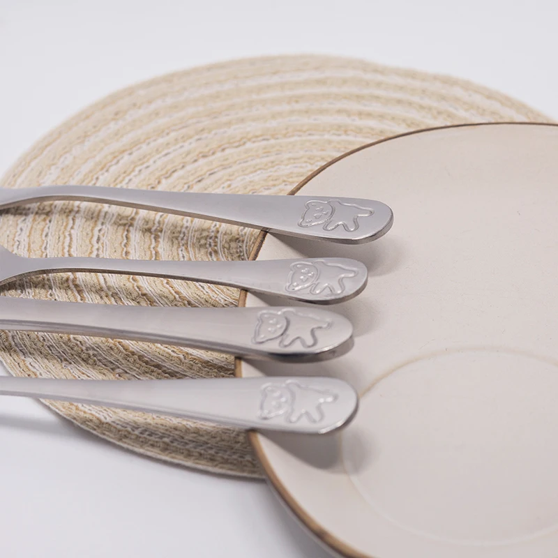 Juego de vajilla de acero inoxidable, cuchara, tenedor, cuchillo de mesa, cuchara de alimentaci&oacute;n de estilo occidental, productos para beb&eacute;s y ni&ntilde;os-2