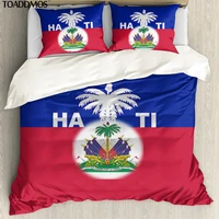toaddmos haitian flag design bed pillowcase duvet cover 3pcsset premium pillowslip quilt cover bedding bag funda de colcha