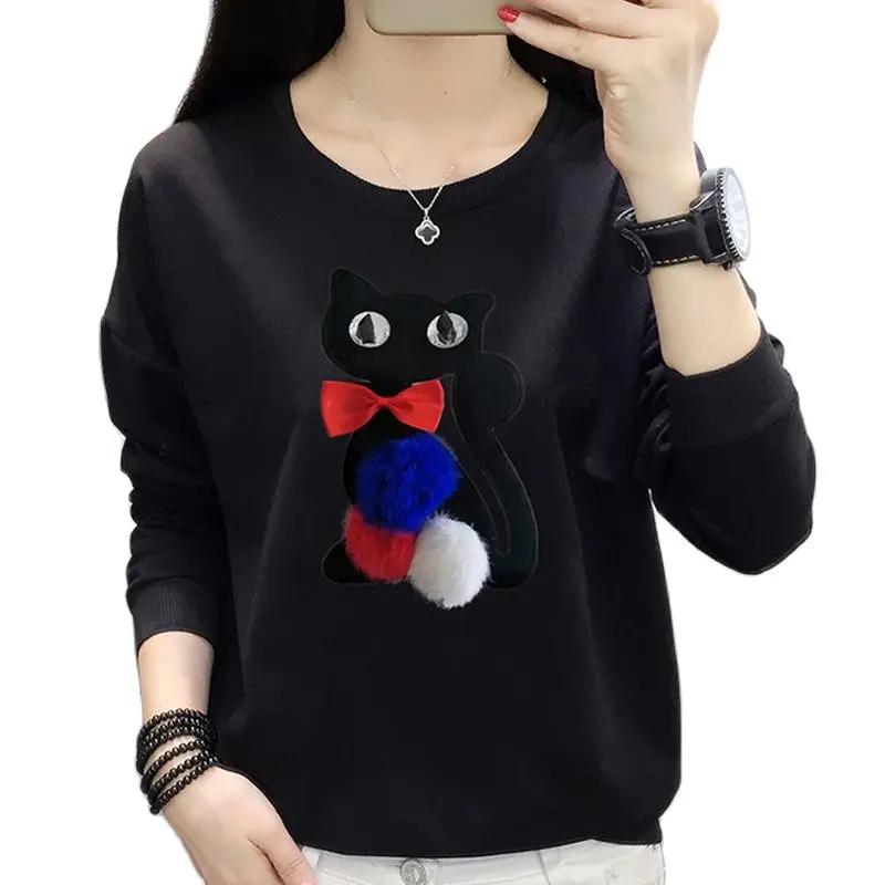 

Свободные белые свитшоты, женская одежда, женские топы с 3D рисунком кота, Осенний Повседневный пуловер с длинным рукавом, Женская толстовка,...