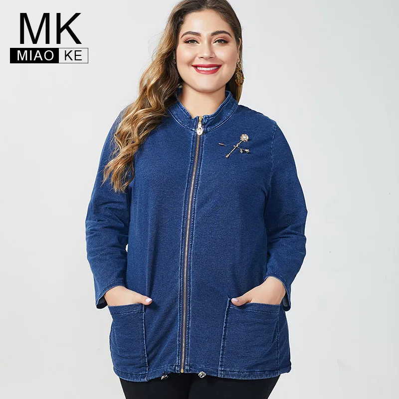 2020 на осень-зиму женские ботинки размера плюс с длинными рукавами джинсовая