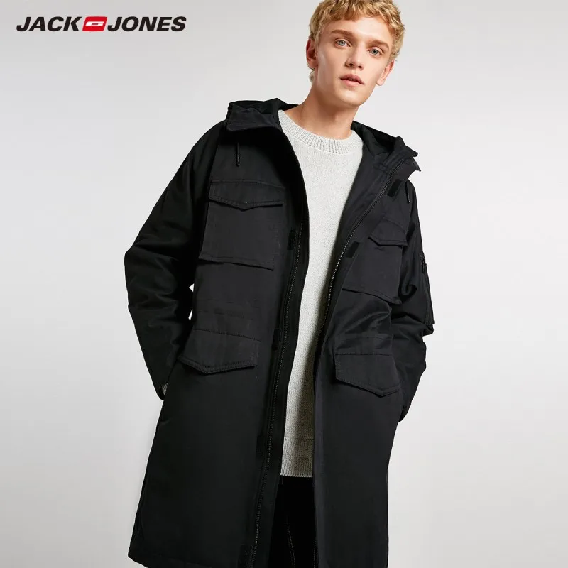JackJones зимняя мужская парка с капюшоном пальто длинная куртка одежда 218409511| |