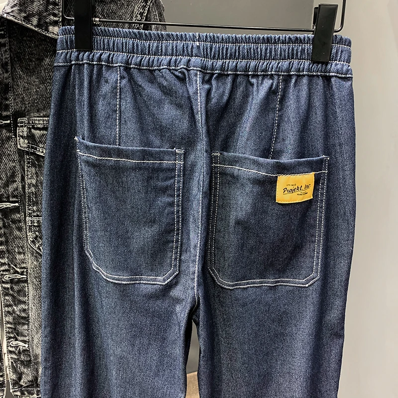 34-46 джинсы мужские размера плюс эластичные свободные зауженные джинсы-шаровары