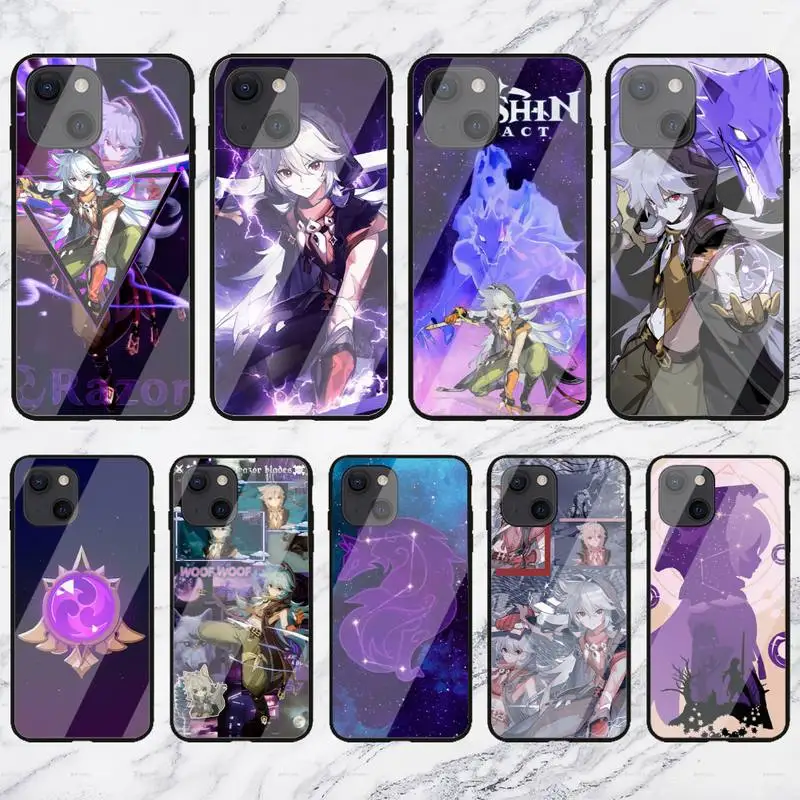 

Genshin impact razor Phone Case For iPhone13 12 Mini 11 Pro XS Max X XR 7 8 Plus Glass Shell