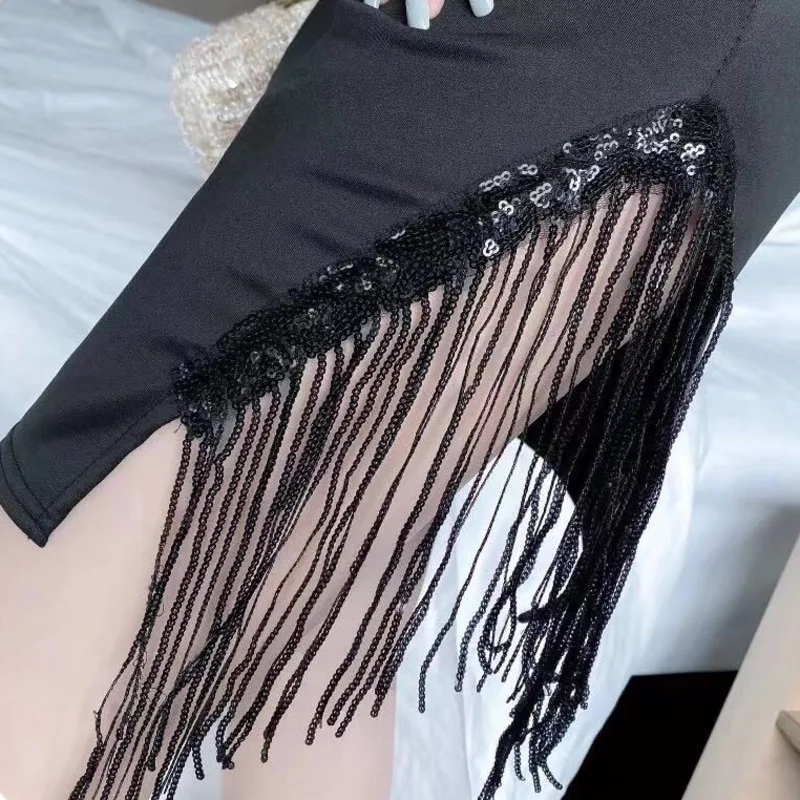 

Black Tassel Women Mini Dress Sexy Strap Party Dresses Vintage Bodycon Robe Femme 2021 Summer New Solid Vestidos De Mujer Casual