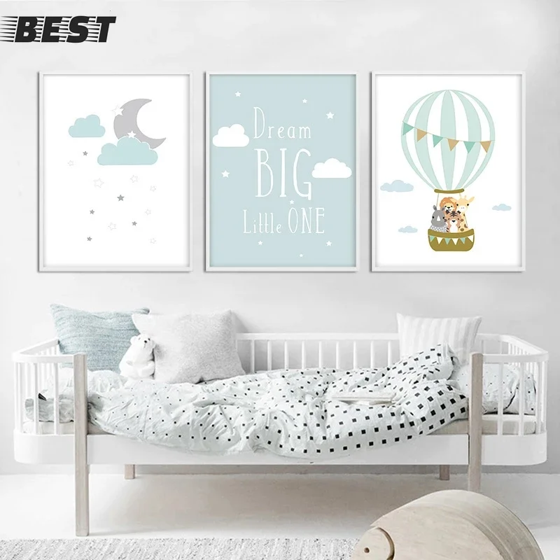 Животные воздушный шар Луна фотообои искусство печать на холсте мечта Большая