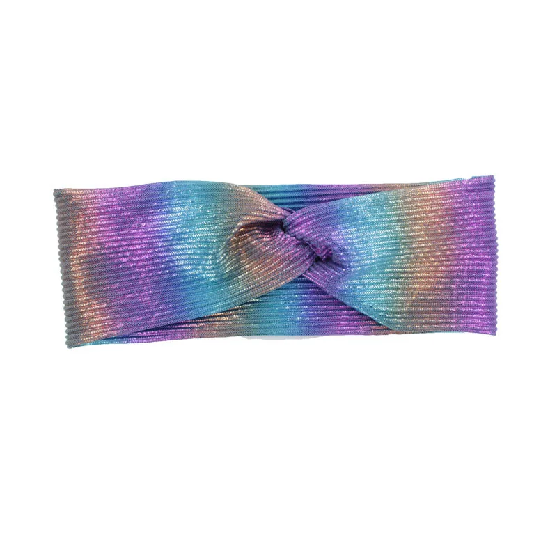 

Sparkling wrinkled headband Ladies tie-dye metallic color cross Ladies headband Gradient hair circle headwear