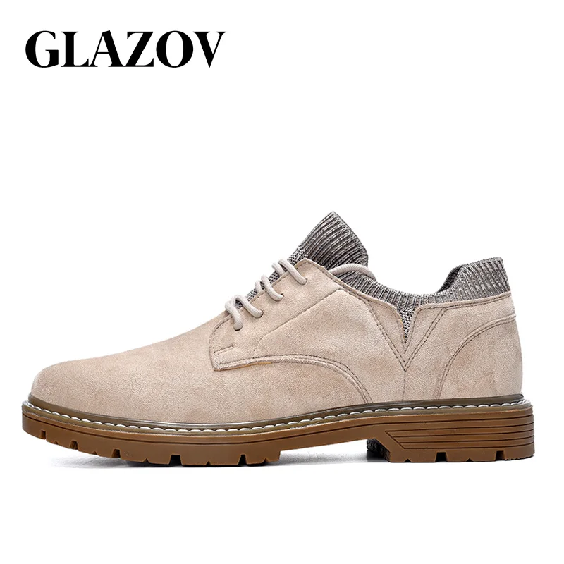Camel GLAZOV/Новинка г. Брендовая Осенняя Новая мужская повседневная обувь Высококачественная фланелевая Мужская зимняя высокая модная мужская обувь Рабочая обувь - Цвет: Camel