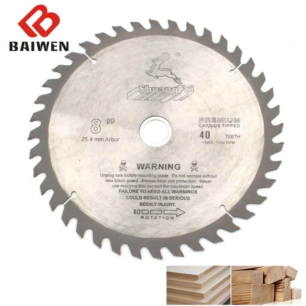 

Carbide Saw Blade Tipped Woods Cutting Discs 8inch 40T~60T Woodworking Cut Off Wheel Manual Electric Rotating Tool Accessories