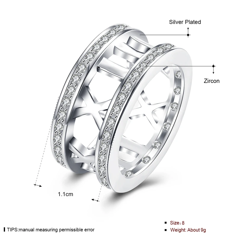 Женские обручальные кольца DOTEFFIL из стерлингового серебра 925 пробы с римскими