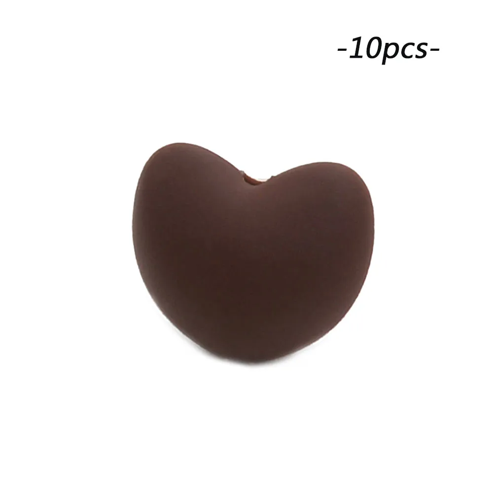 chocolate LOFCA 10 шт Силиконовая соска бисер ребенок прорезывание зубов игрушки жевательные Новорожденные кормящие Прорезыватели бусины прорезывание зубов ожерелье аксессуары - Цвет: chocolate