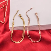 18k gold stainless steel bracelet for women titanium steel blade chain bracelet anklet on hand jewelry gift snake bone chain