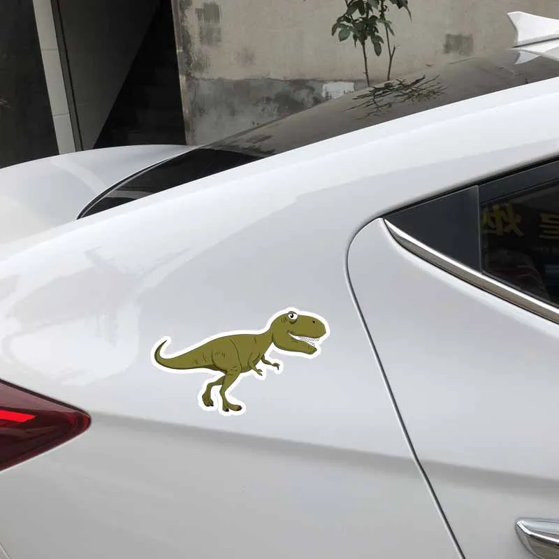 YJZT 8 см * 15 Мультяшные животные динозавры веселая наклейка на автомобиль из ПВХ