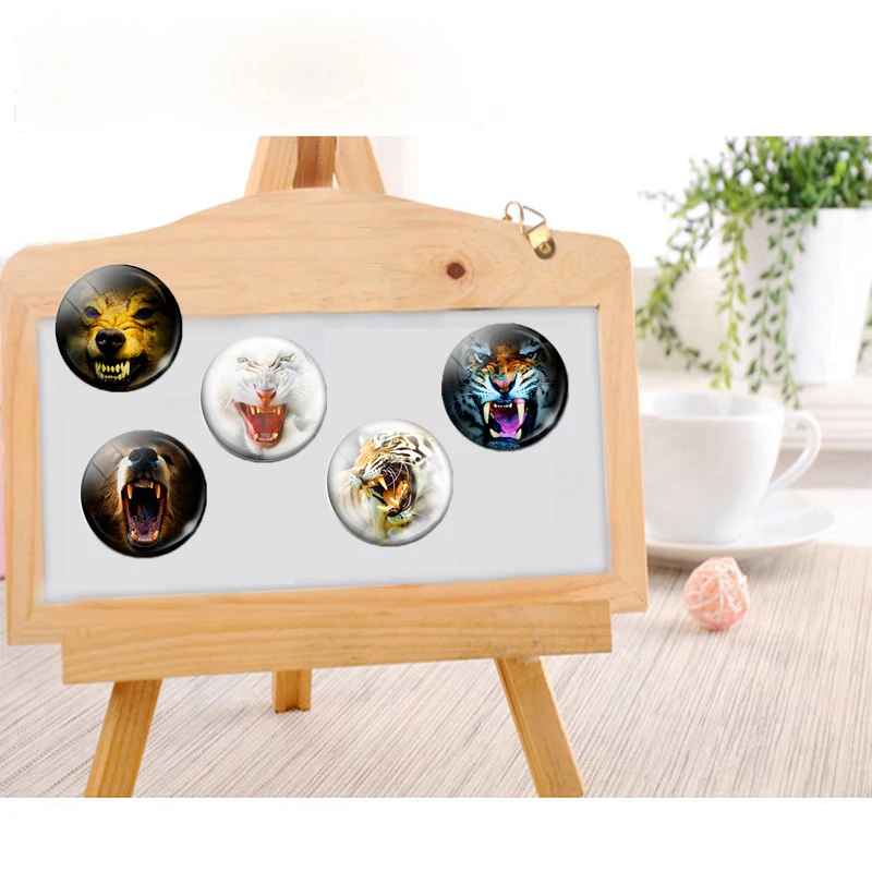Scary Tiger 30MM Fridge Magnet Fierce Horrible Animal Glass Cabochon Magnetic Refrigerator Stickers Note Holder Home Decor | Дом и сад