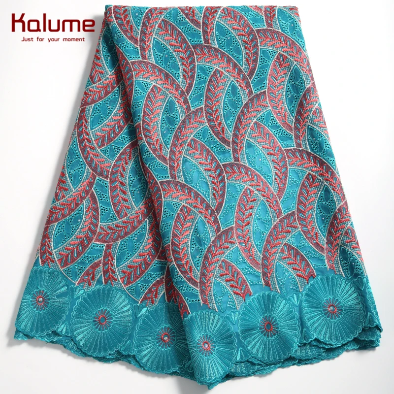 Kalume Хлопчатобумажная Ткань 5 ярдов африканская нигерийская вышивка швейцарская