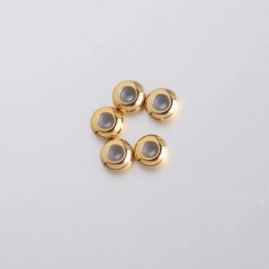 8mm gold color Fnixtar DIY бисера распорка из нержавеющей стали бусины с резиновым сердечником внутри позиционирования пробки бусины 8 мм 100 шт./лот - Цвет: 8mm gold color