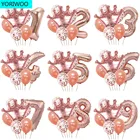 Набор воздушных шаров YORIWOO из фольги розовое золото, 7 шт., цифры 1, 2, 3, 4, 5, для дня рождения, украшения для первого дня рождения, детский праздник