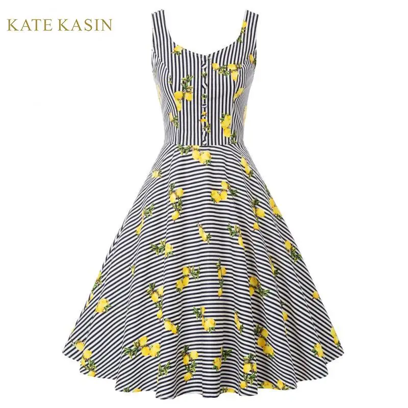 Kate Kasin женское винтажное платье без рукавов с v-образным вырезом свободное
