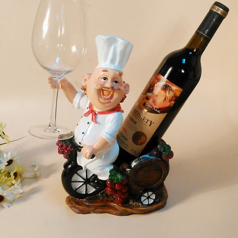 

Chef Wine Rack Wine Storage Rack Resin Goblet Holder Cartoon Chef Cabinets Crafts Ornaments Display Stand Decoration Organizer