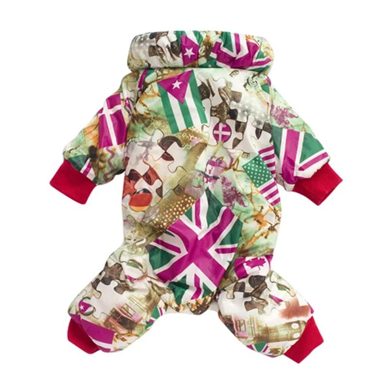 Осенне-зимняя плотная одежда для домашних собак Теплый комбинезон Модная 4 Ногая