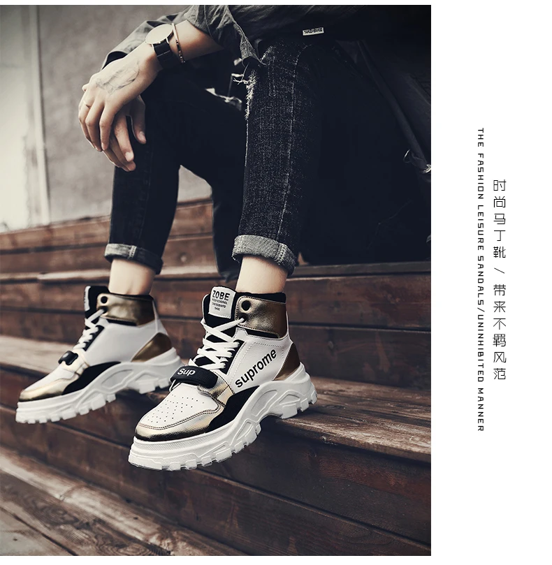 Брендовые кожаные мужские ботинки осенне-зимние теплые ботинки Martens с высоким берцем мужские повседневные кроссовки Dr. Обувь для мотоцикла Clunky