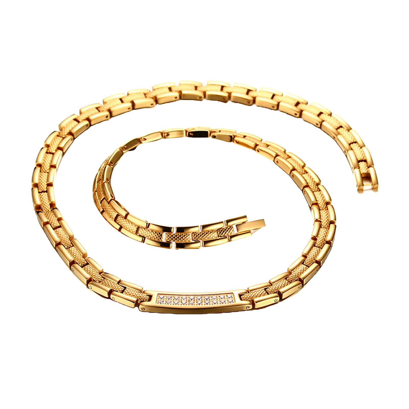 

Stylish Design Elegant Golden Titanium Magnetic Necklace Fashion Jewelry, 100% Hypoallergenic