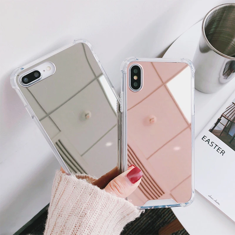Противоударное Зеркало чехол для телефона для iphone 6s 6 7 8 plus X XR XS Max Симпатичные, из мягкого ТПУ чехол для samsung S8 S9 S10E Plus Note 9 8 funda