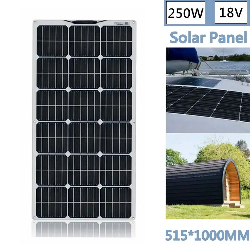 Jual 18V 250W 500W Panel Surya Fleksibel ETFE Pengisi Daya Ponsel Surya Untuk Ponsel Pintar Pengisi Daya Baterai Konektor Mobil RV Perahu Berkemah