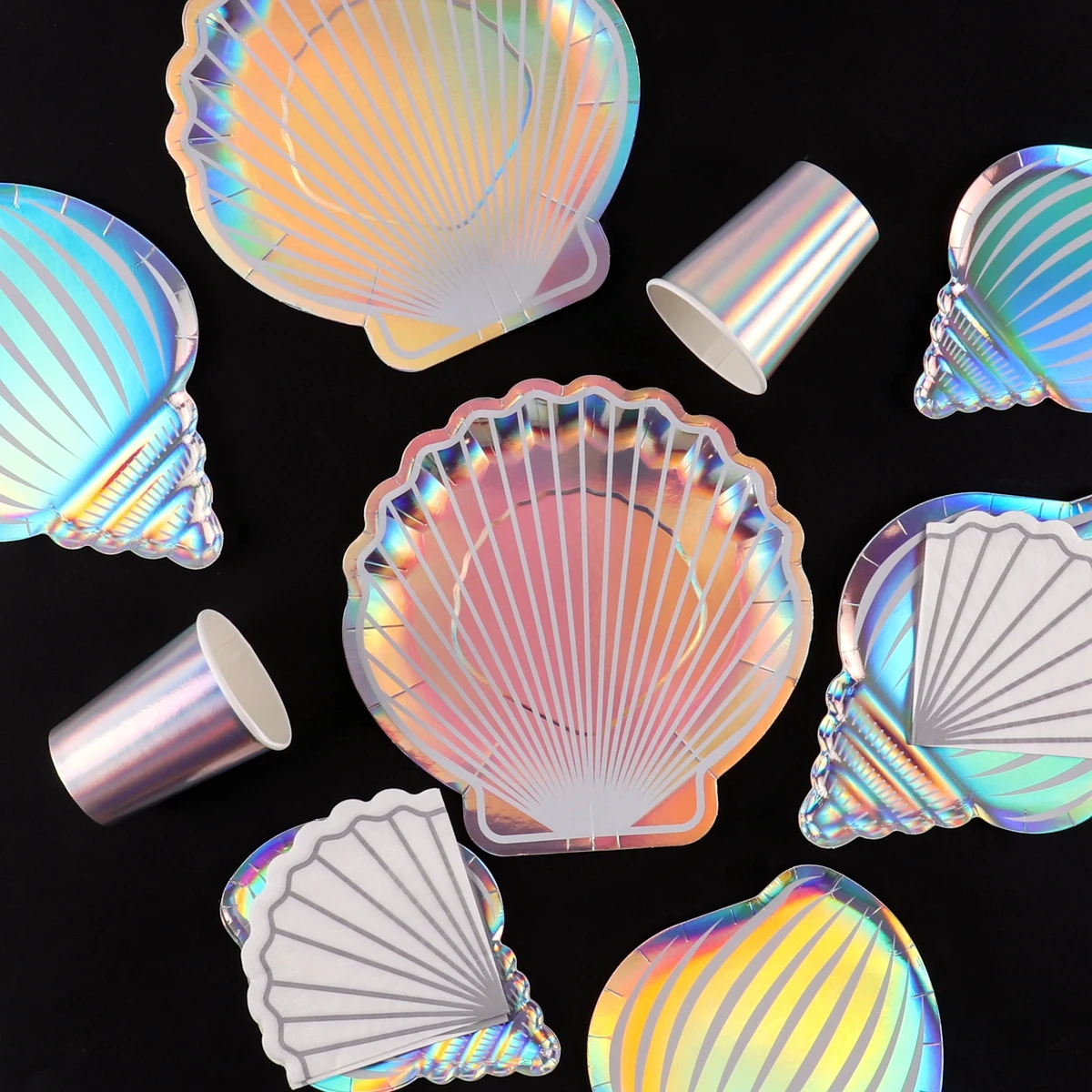 

Mermaid Party Colorful Shell Disposable Tableware Summer Beach Under The Sea Party Little Mermaid Girls 1st Birthday Party Decor